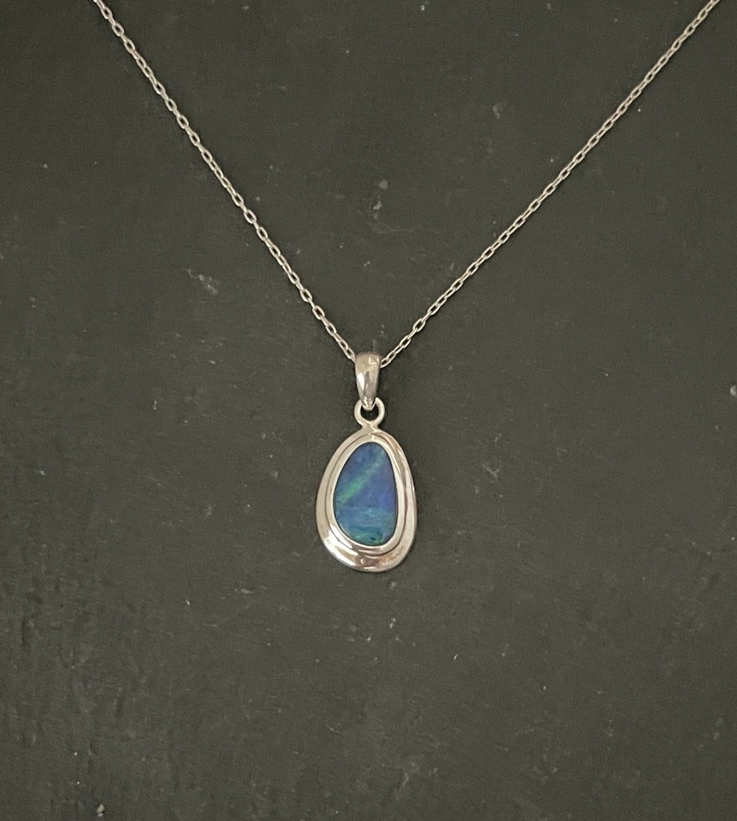 Doublet Opal and Silver Oval Pendant image 0
