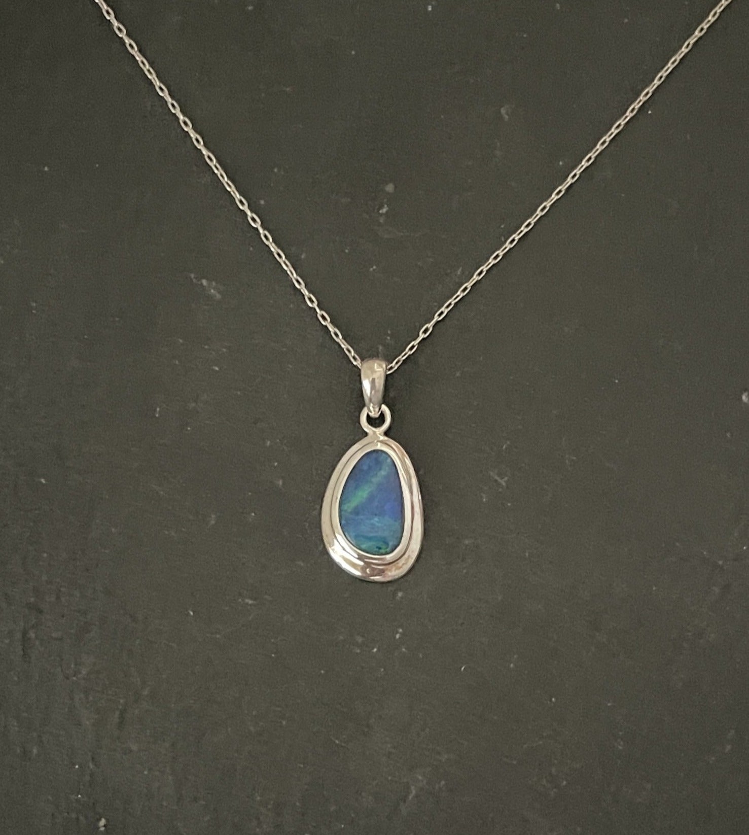 Doublet Opal and Silver Oval Pendant image 0