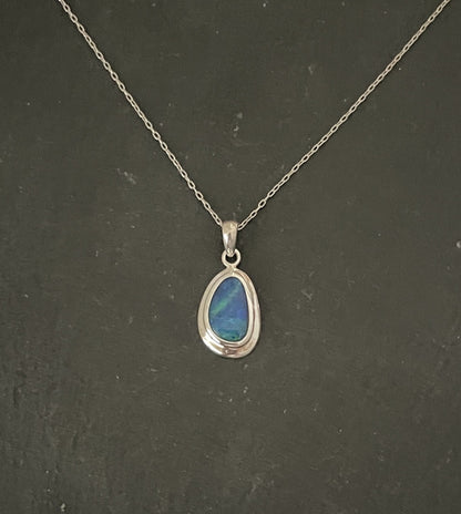 Doublet Opal and Silver Oval Pendant image 0