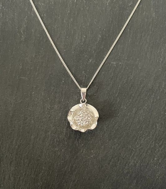 Cubic Zirconia and Silver Flower Pendant image 0