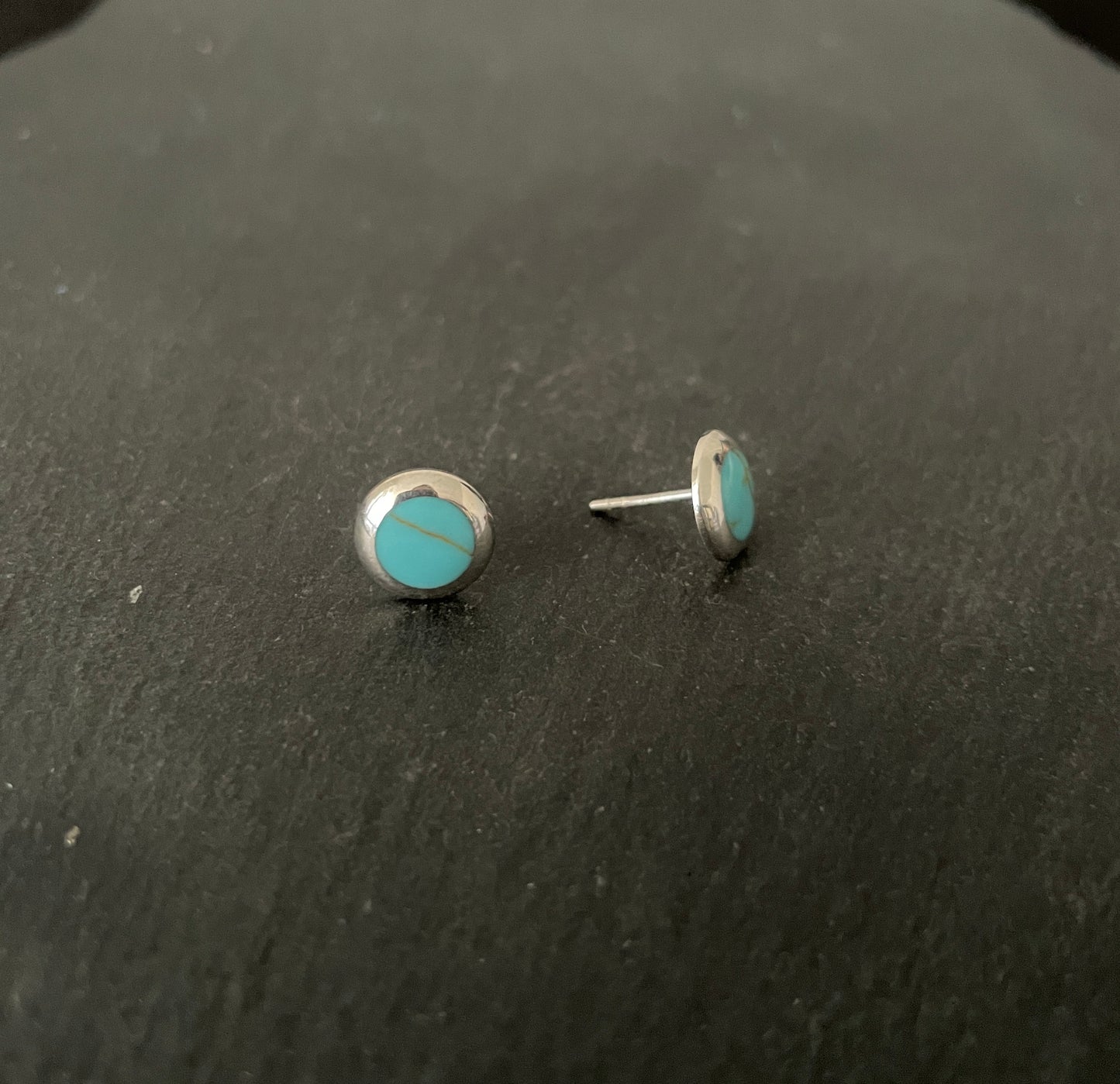 Turquoise and Silver Round Studs image 1