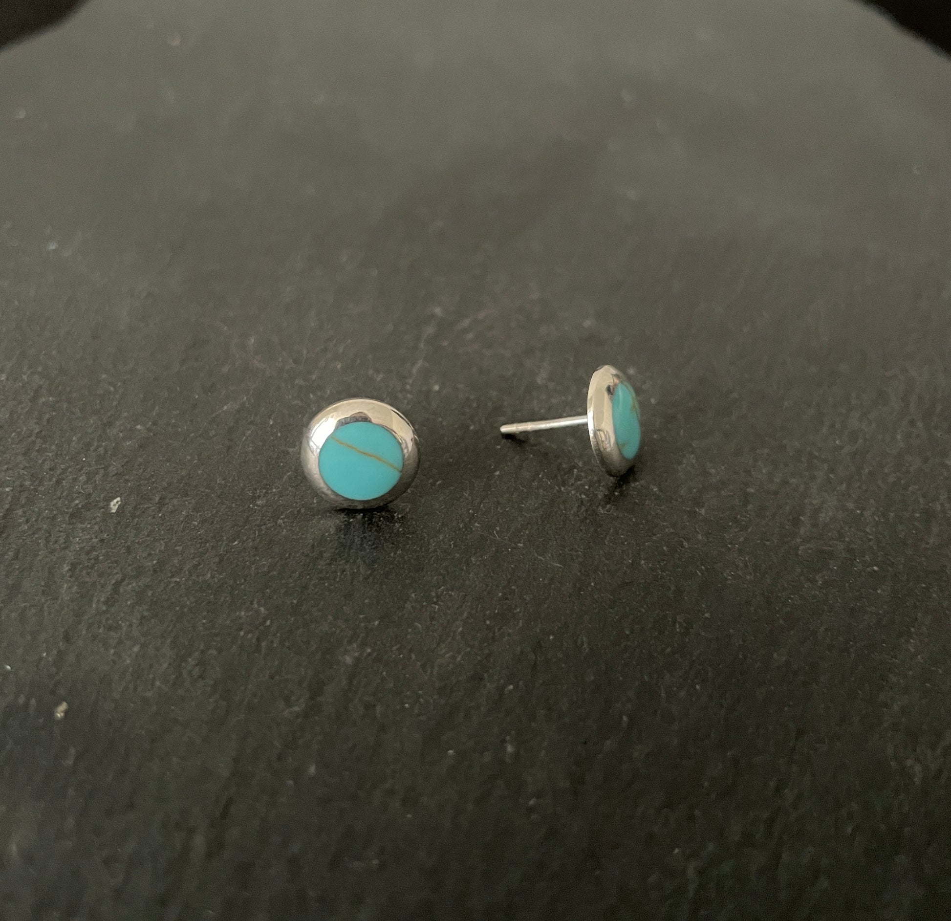 Turquoise and Silver Round Studs image 1