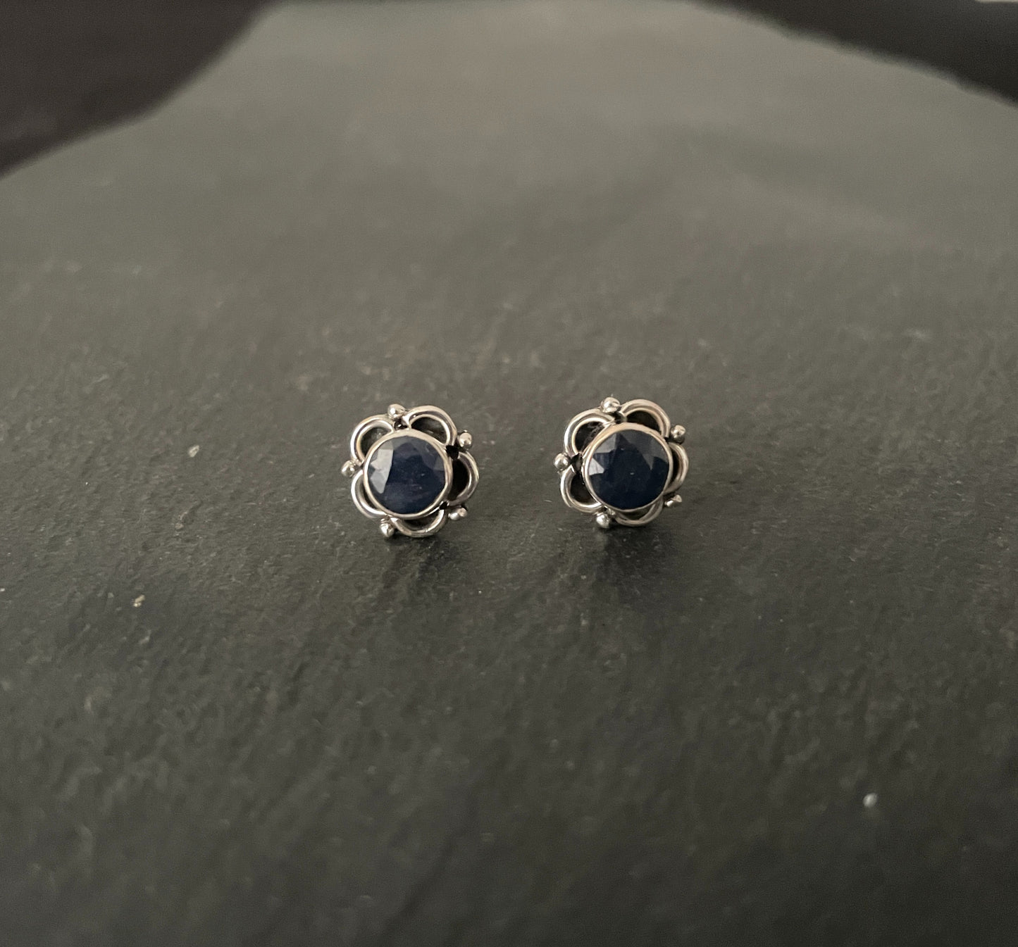 Sapphire and Silver Stud Earrings image 0