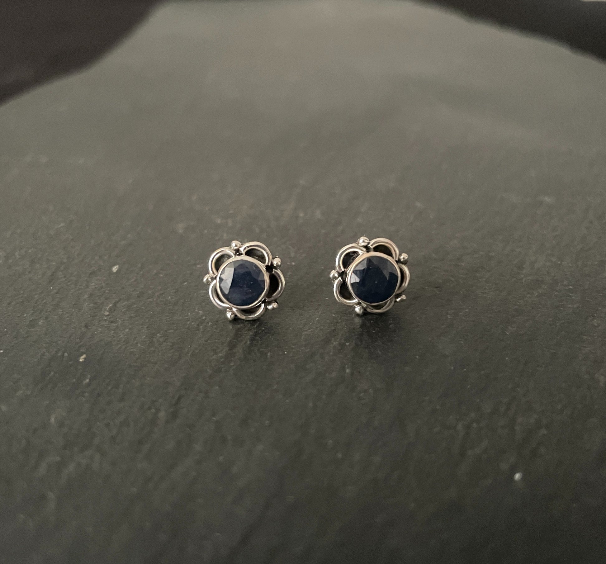 Sapphire and Silver Stud Earrings image 0