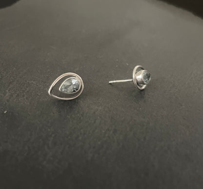Teardrop Blue Topaz Studs image 1