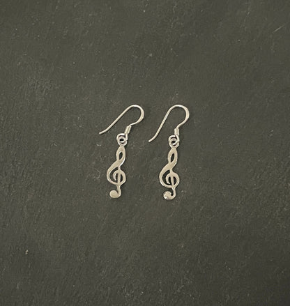 Silver Music Note Earrings image 0