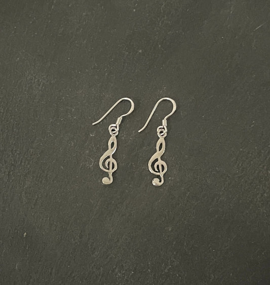 Silver Music Note Earrings image 0