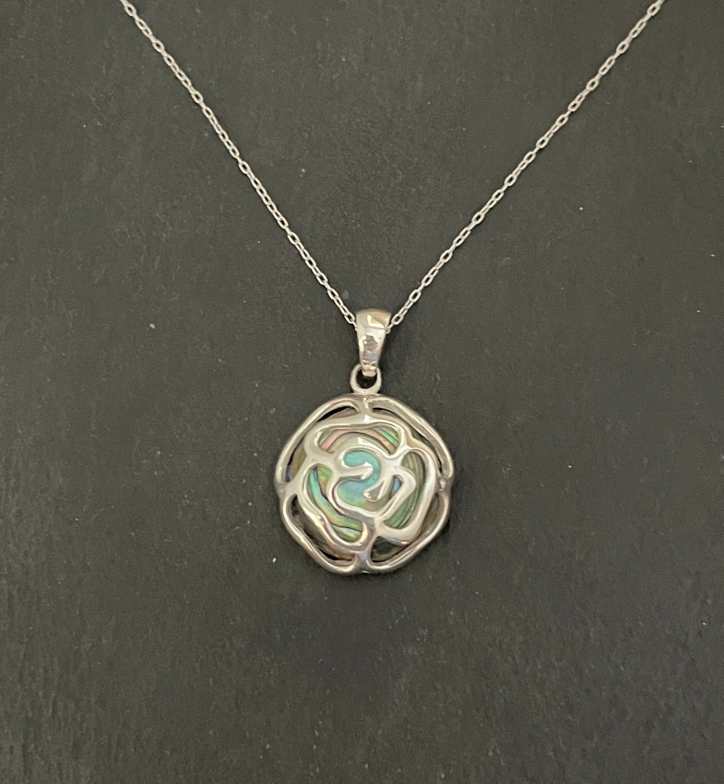Paua Shell Rose Pendant image 0