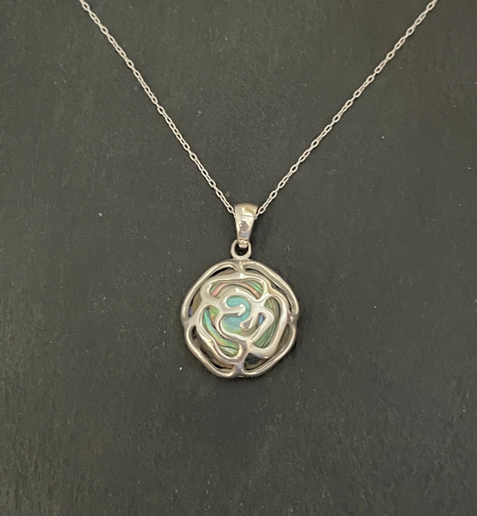 Paua Shell Rose Pendant image 0