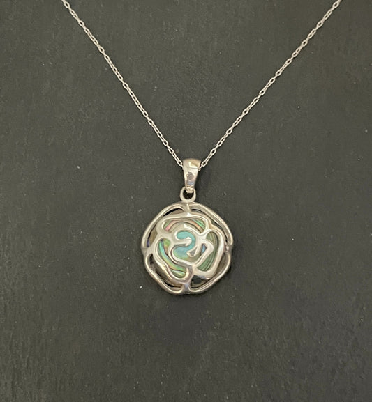 Paua Shell Rose Pendant image 0