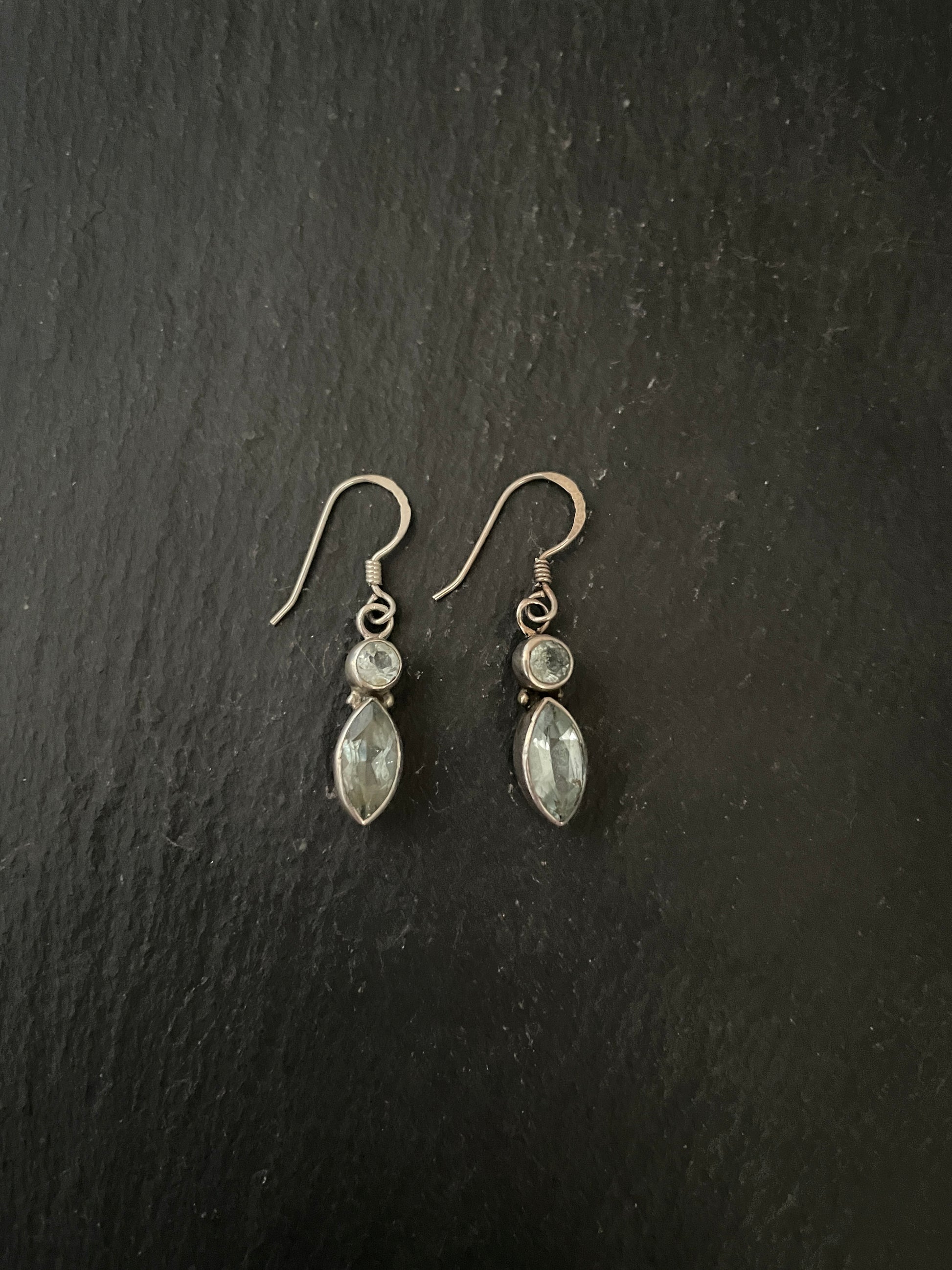 Two Stone Drop Blue Topaz Earrings image 0