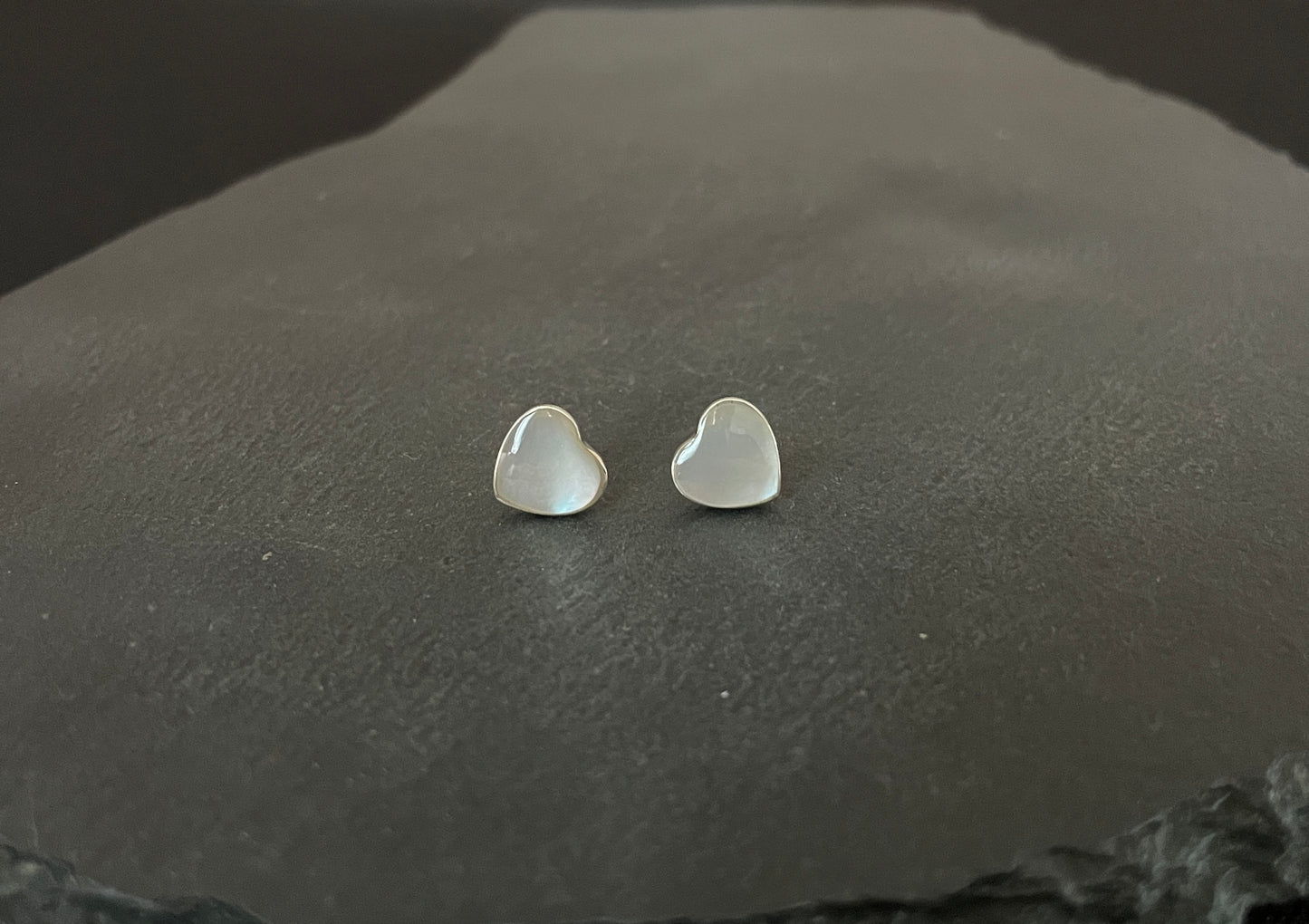 Mother of Pearl Heart Stud Earrings image 0