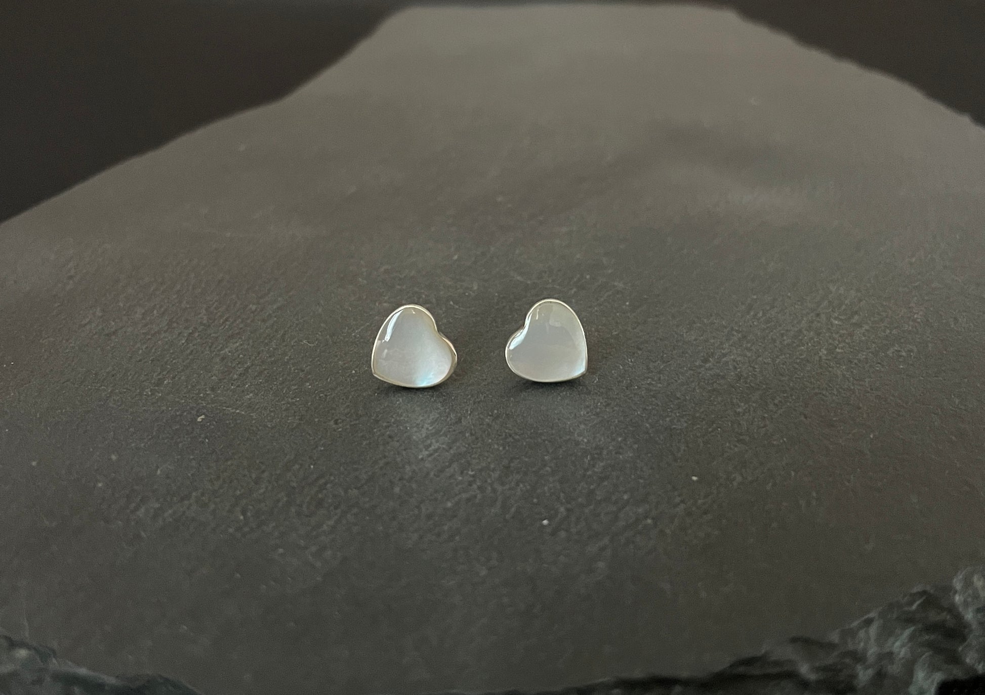 Mother of Pearl Heart Stud Earrings image 0