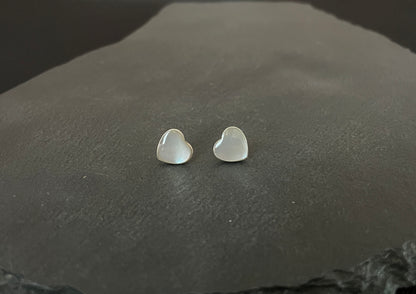 Mother of Pearl Heart Stud Earrings image 0