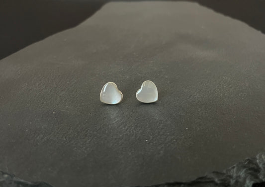 Mother of Pearl Heart Stud Earrings image 0
