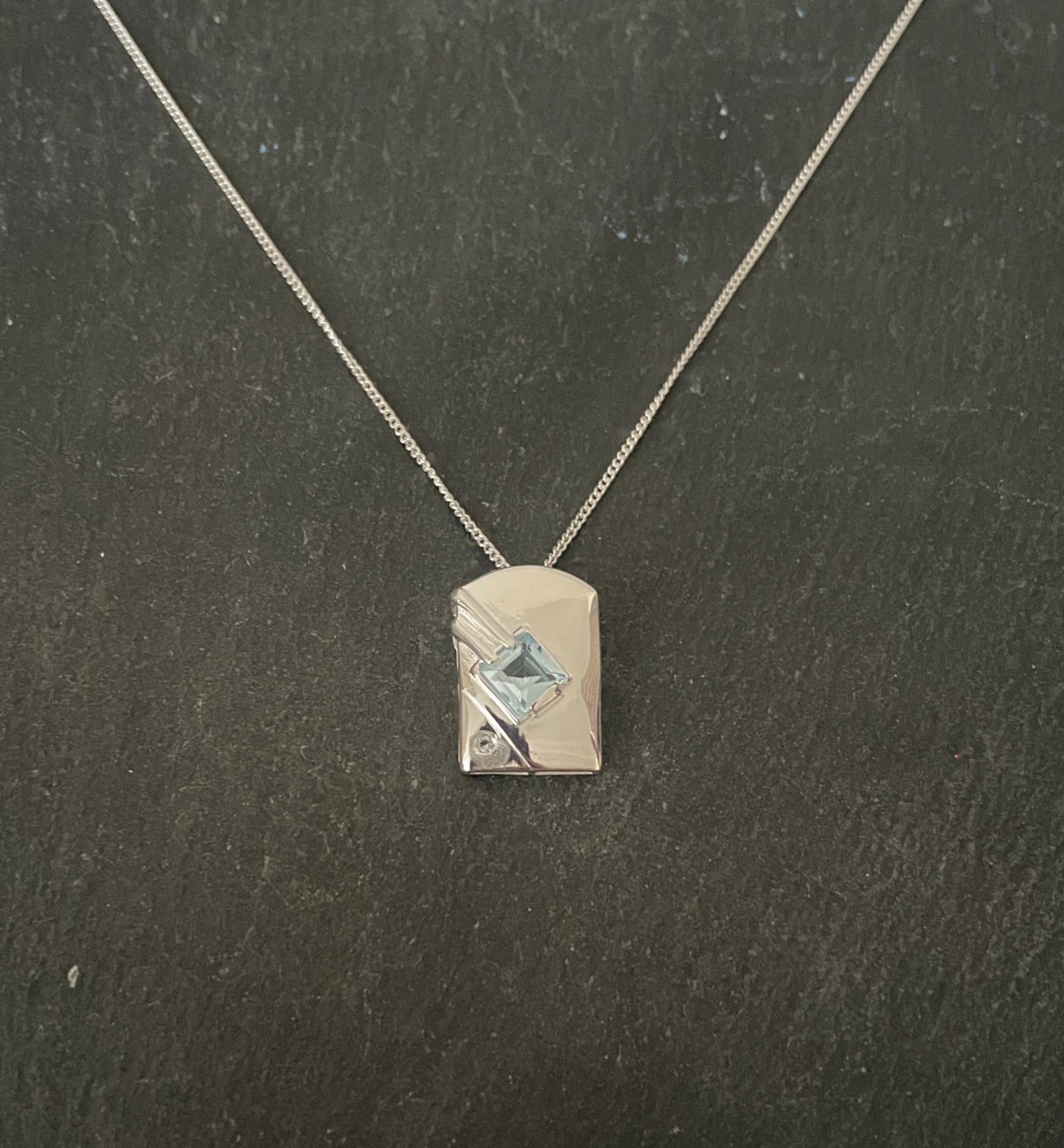 Kite and Silver Rectangle Blue Topaz Pendant image 0