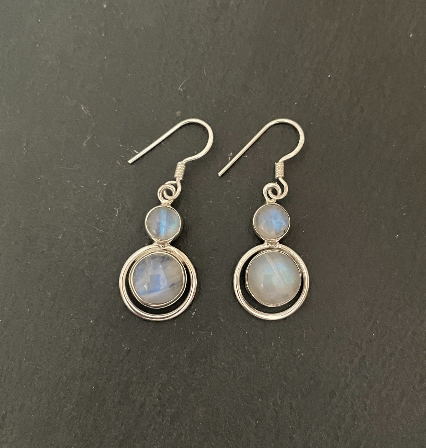 Round Moonstone Earrings image 0