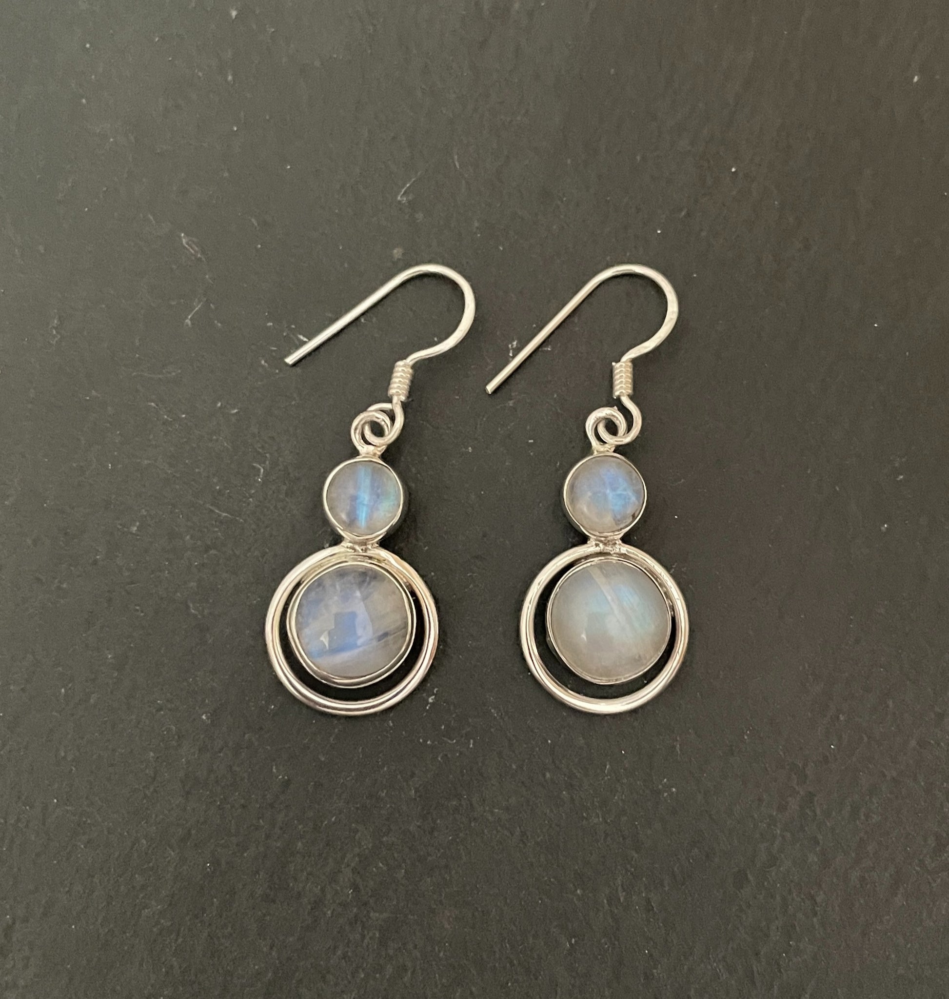 Round Moonstone Earrings image 0