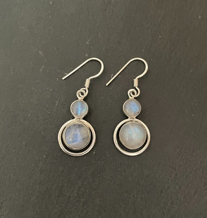 Round Moonstone Earrings image 0