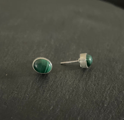 Oval Malachite Stud Earrings image 1