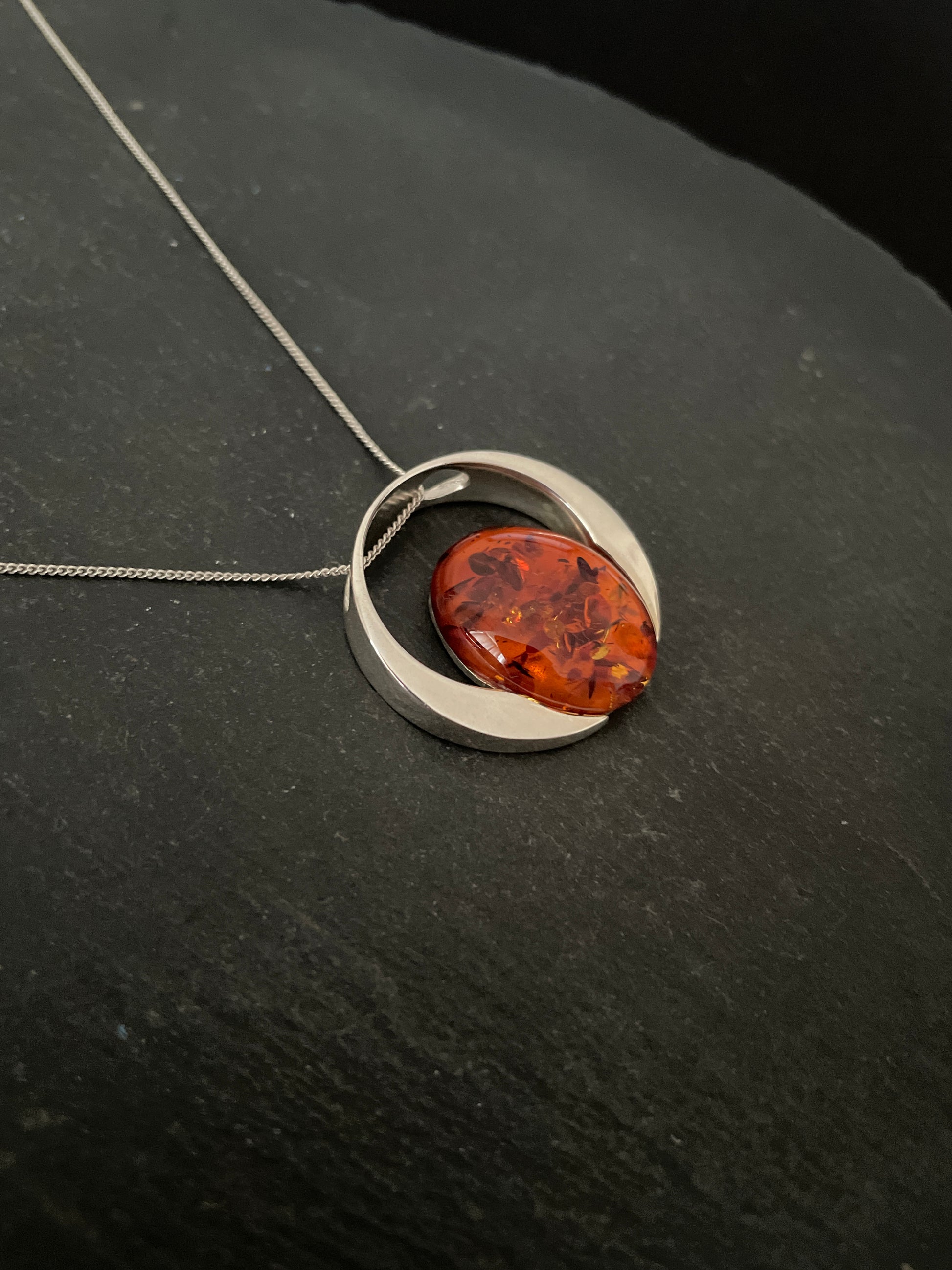 Amber and Silver Pendant image 2