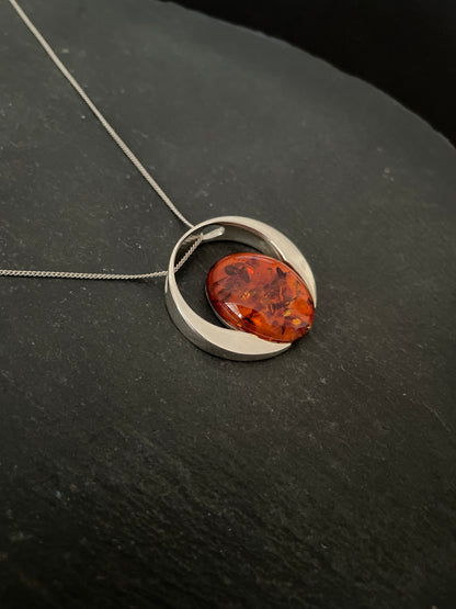 Amber and Silver Pendant image 2