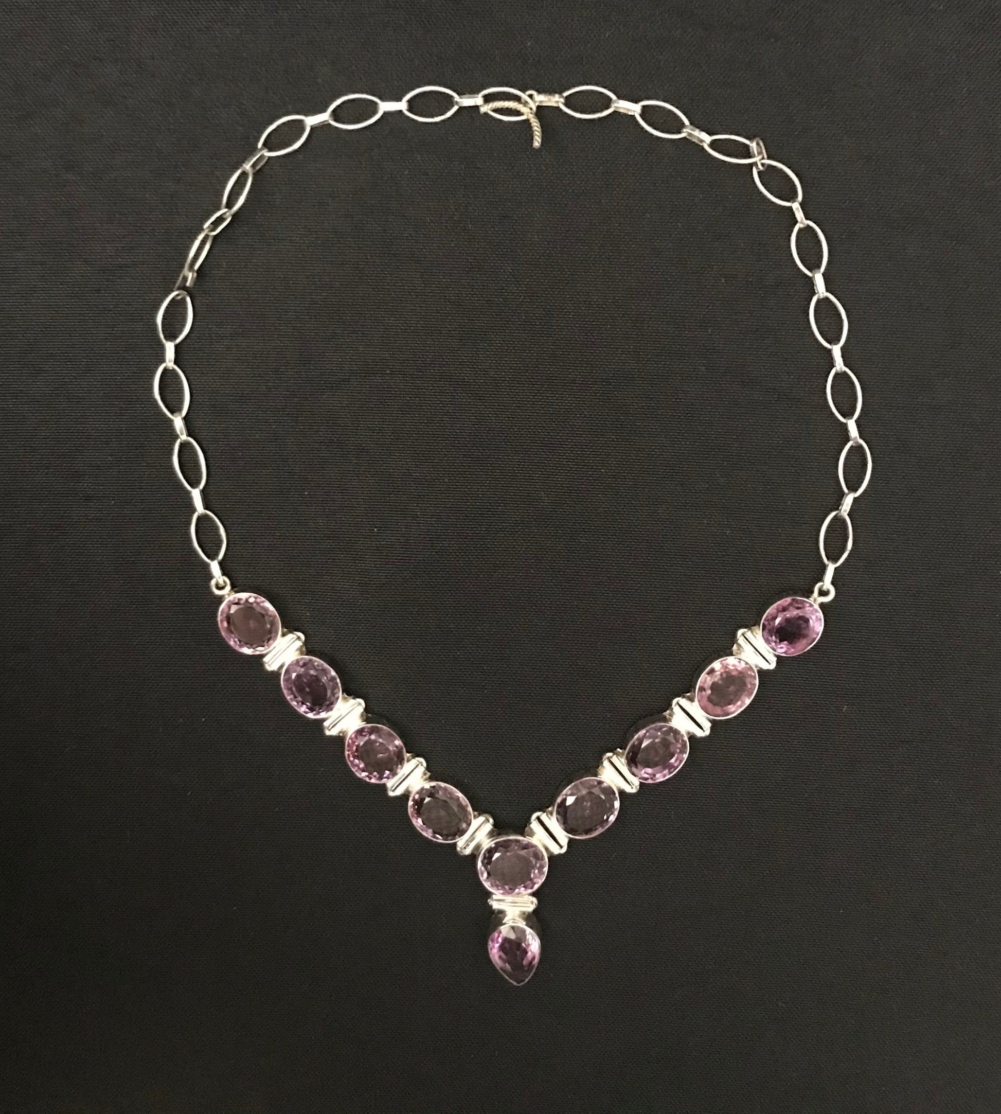Faceted Amethyst and Silver Necklace image 0