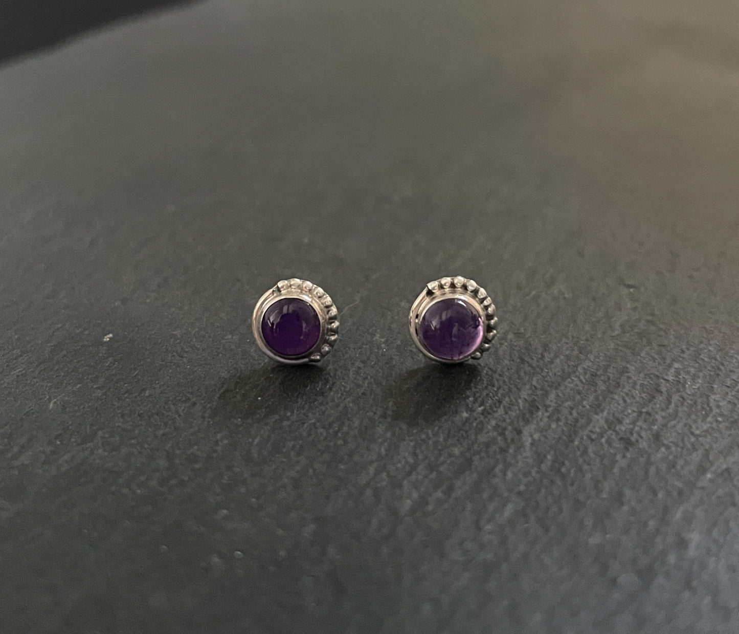 Amethyst Round Stud Earrings image 0