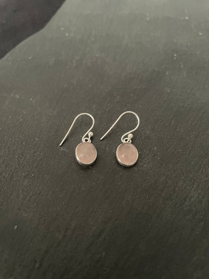 Oval Rose Quartz Earrings image 1