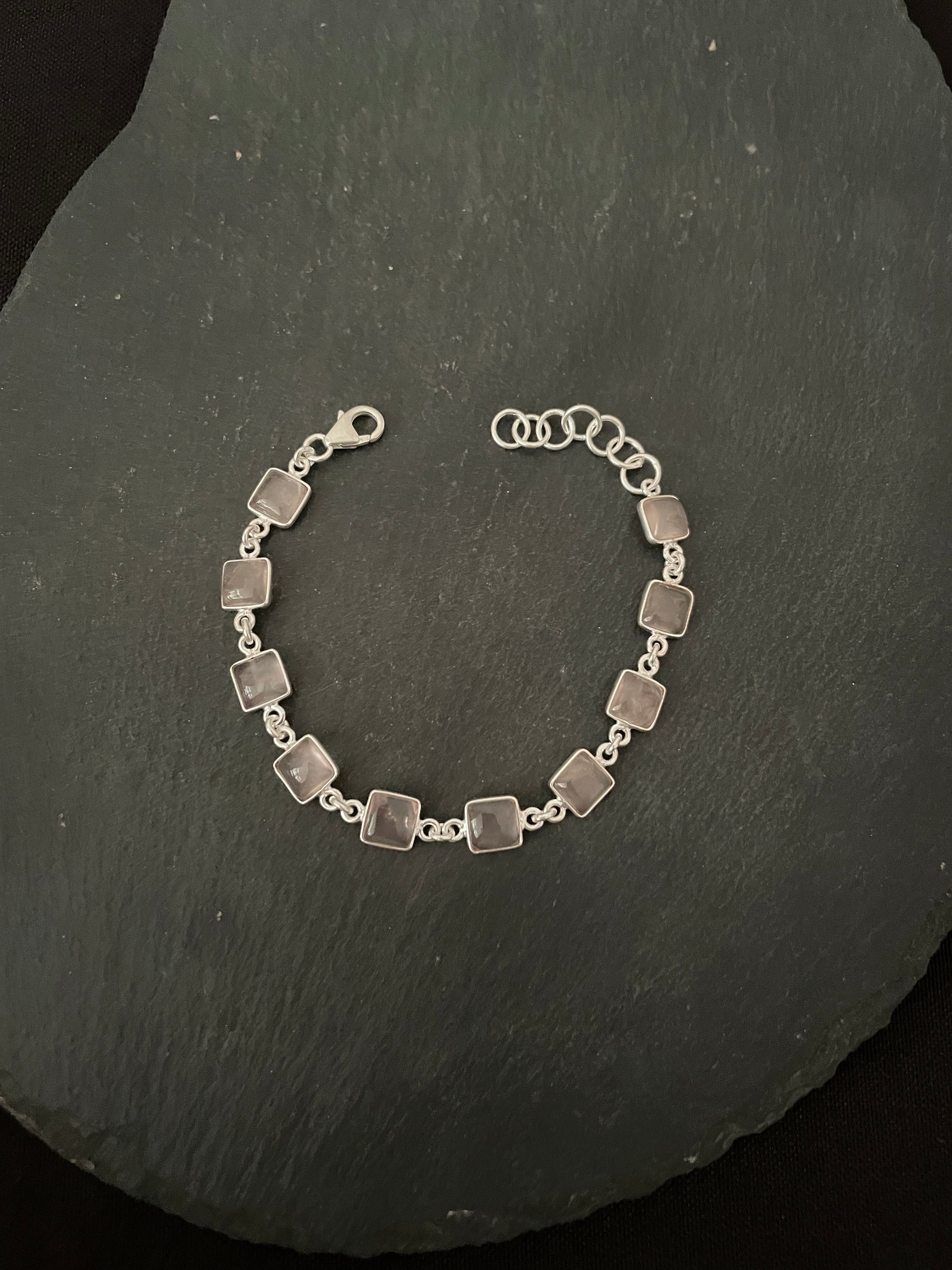 Square Rose Quartz Bracelet image 1