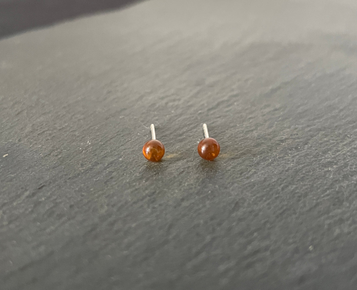 Silver Amber Studs image 0