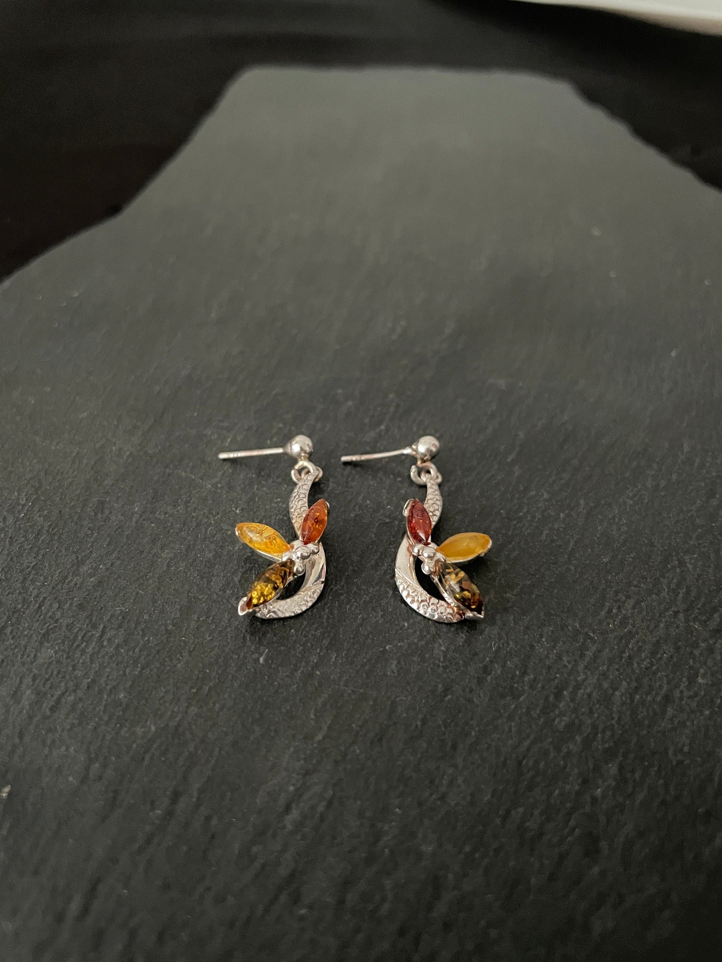 Amber and Silver Studs image 1