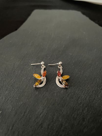 Amber and Silver Studs image 1