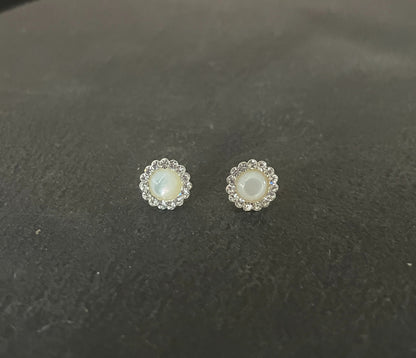 Mother of Pearl and Cubic Zirconia Stud Earrings image 0