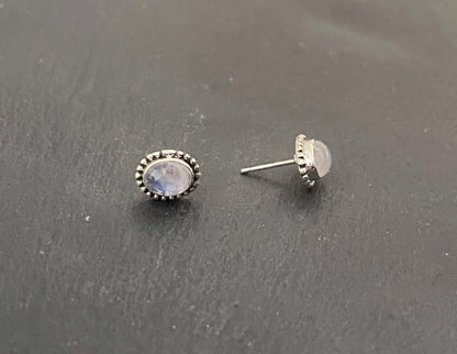 Moonstone Oval Stud Earrings image 1