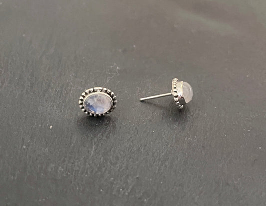 Moonstone Oval Stud Earrings image 1