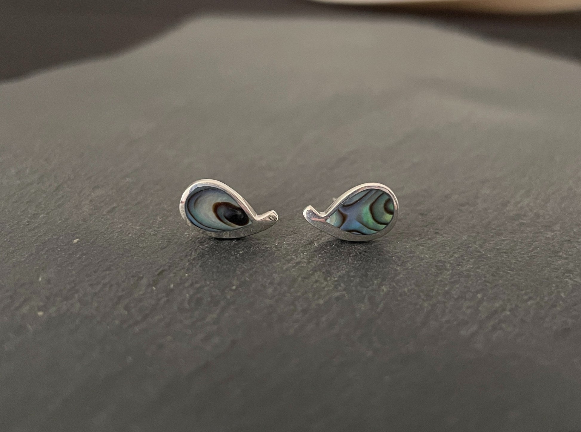 Paua Shell and Silver Teardrop Studs image 0