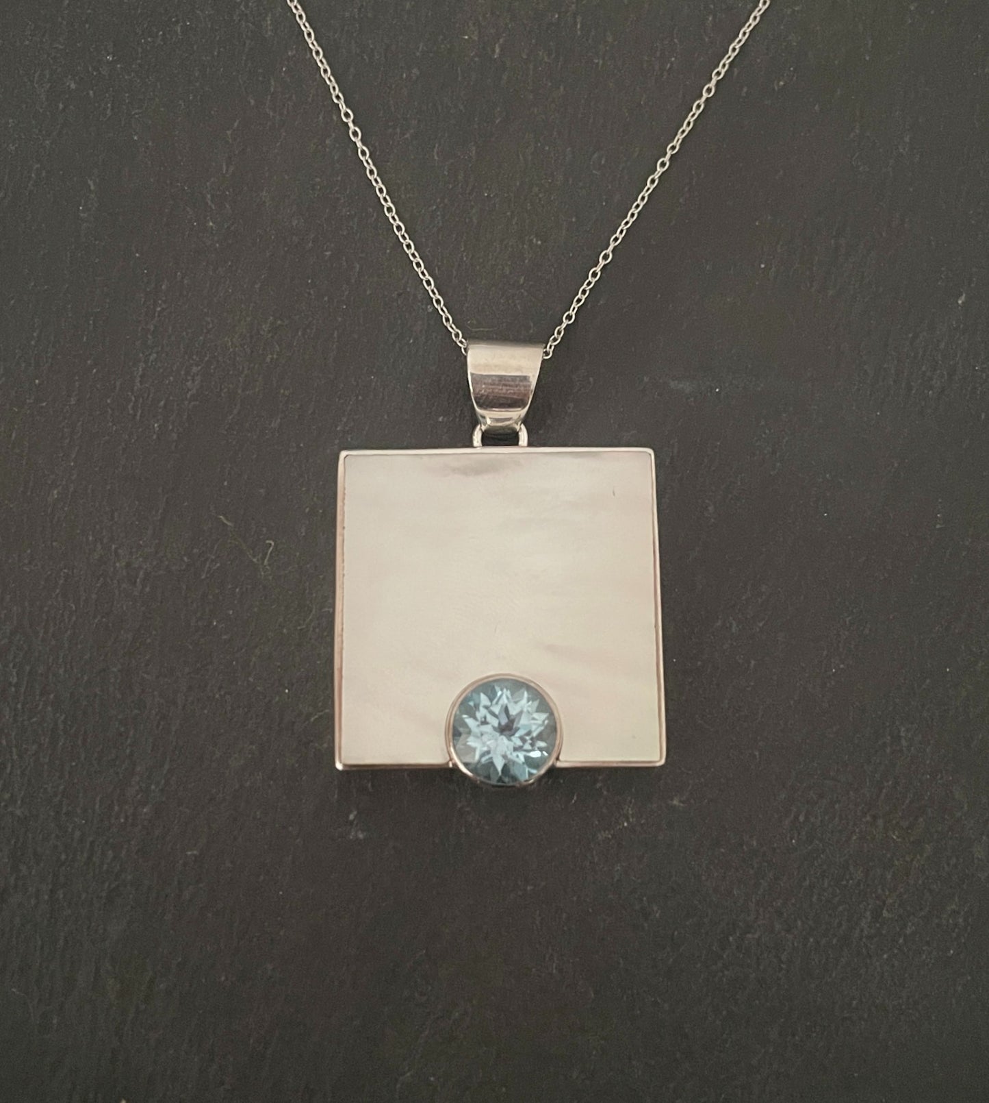 Blue Topaz and Mother of Pearl Pendant image 0
