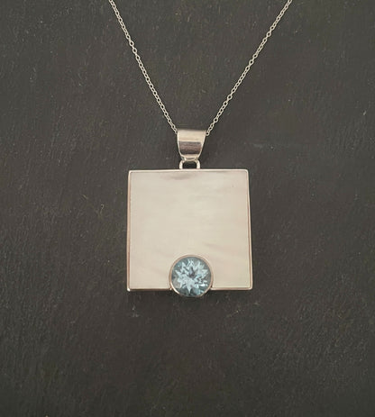 Blue Topaz and Mother of Pearl Pendant image 0