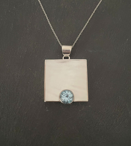 Blue Topaz and Mother of Pearl Pendant image 0