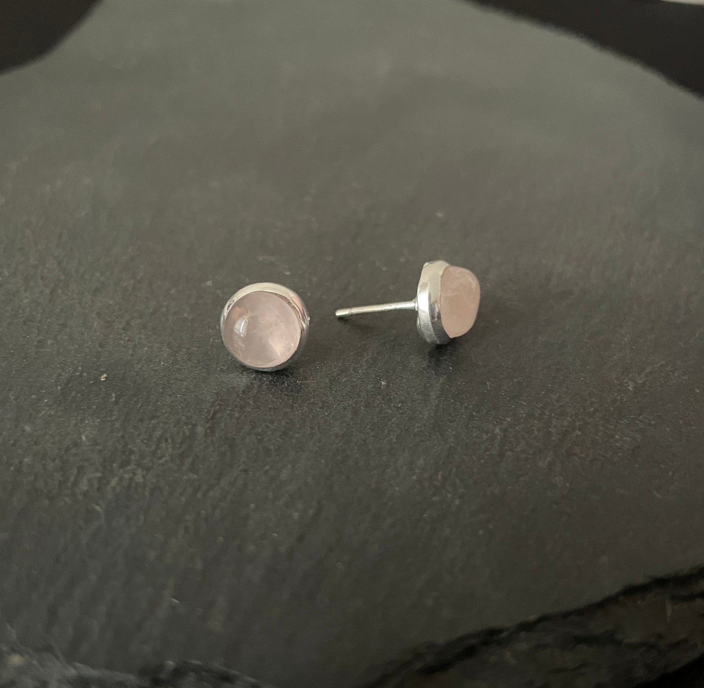 Round Rose Quartz Studs image 1
