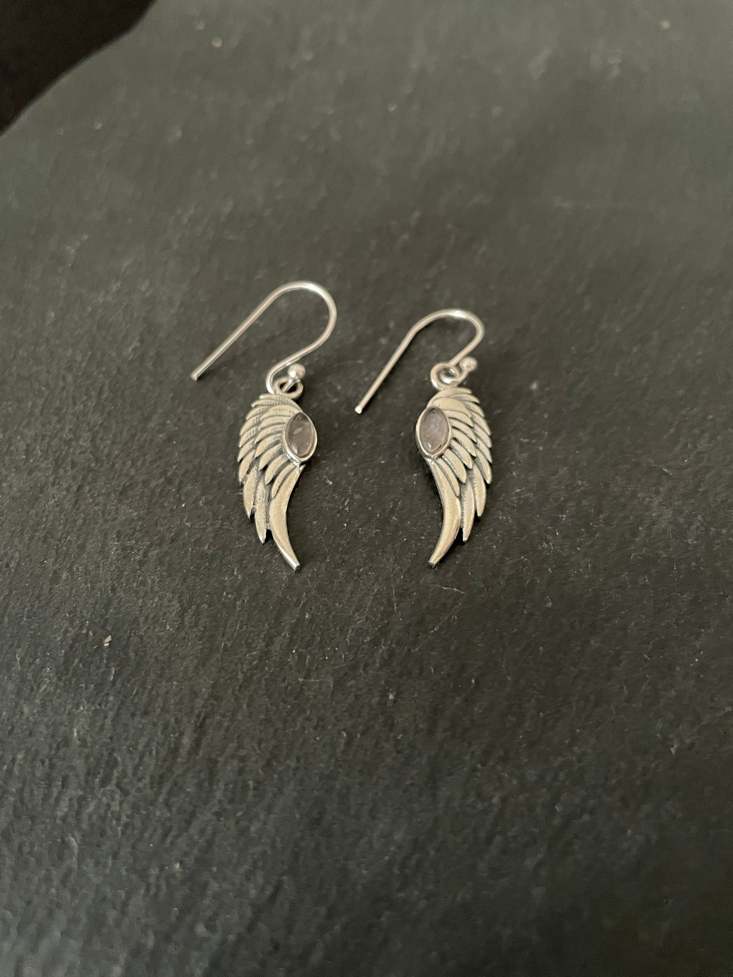 Rose Quartz Angel Wing Earrings image 1