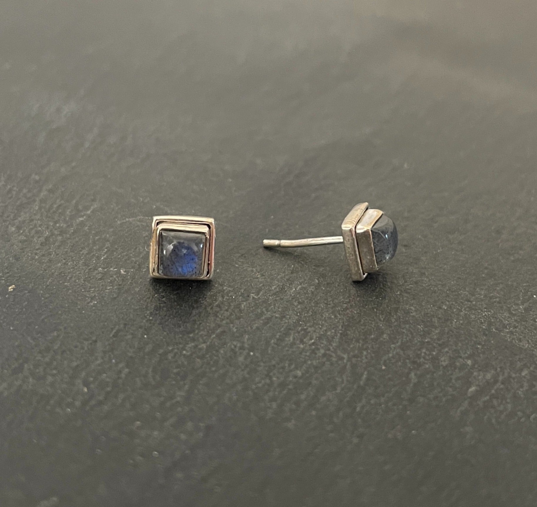 Square Labradorite Stud Earrings image 1