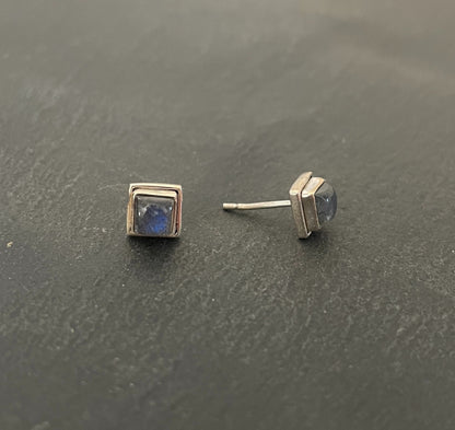 Square Labradorite Stud Earrings image 1