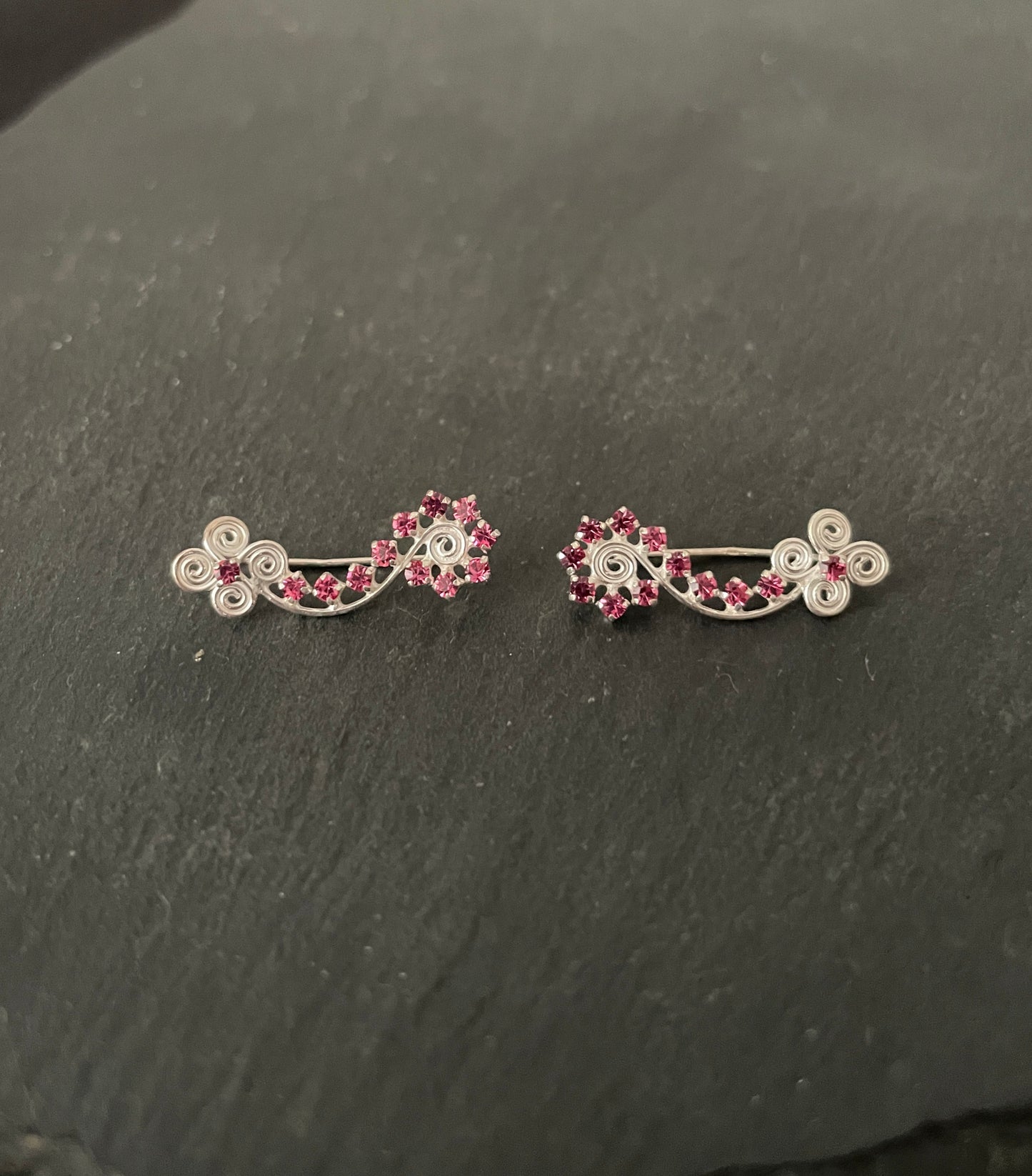Swirl Flower Cubic Zirconia Ear Climbers image 0