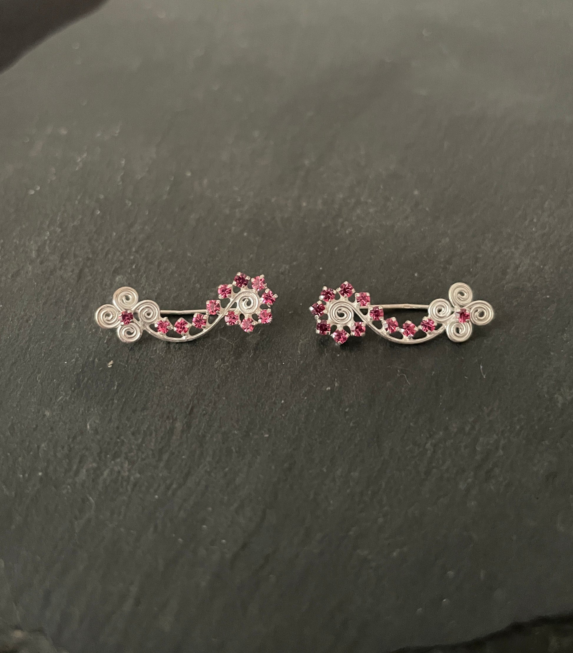 Swirl Flower Cubic Zirconia Ear Climbers image 0