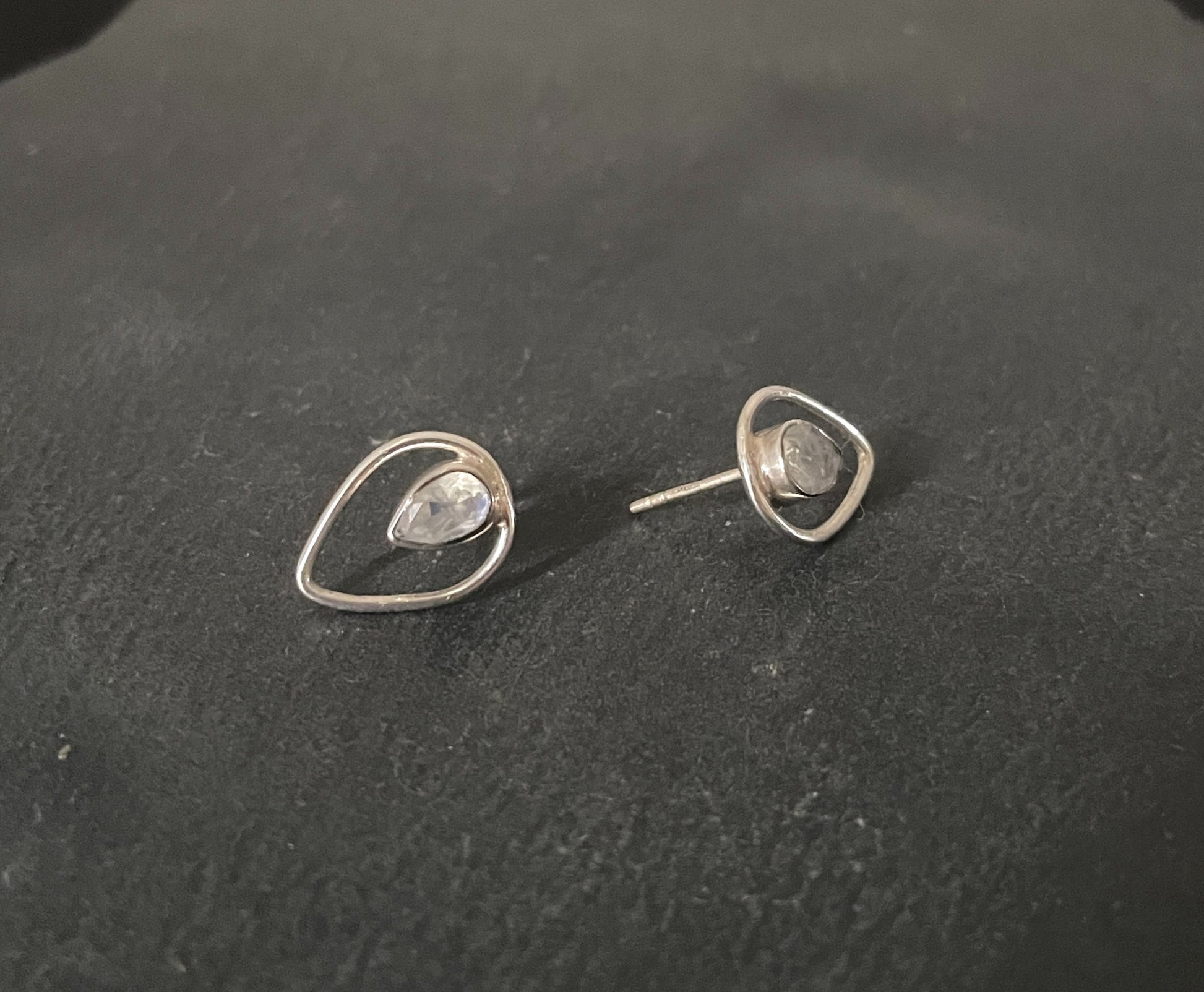 Moonstone Teardrop Stud Earrings image 1