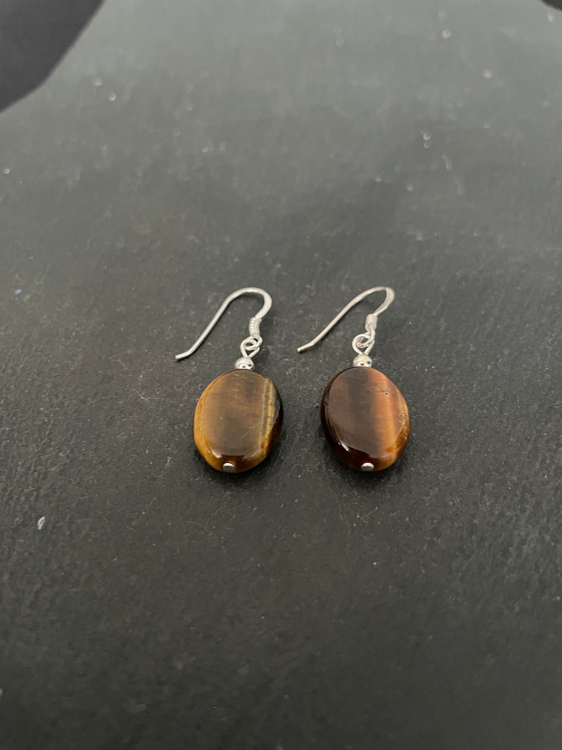 Tiger's Eye Oval Drop Earrings image 1