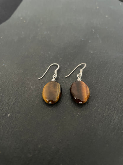 Tiger's Eye Oval Drop Earrings image 1