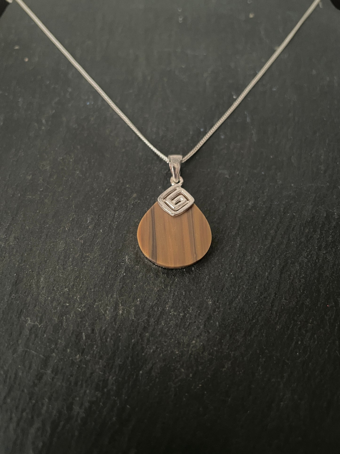 Tiger's Eye Teardrop and Silver Pendant image 1